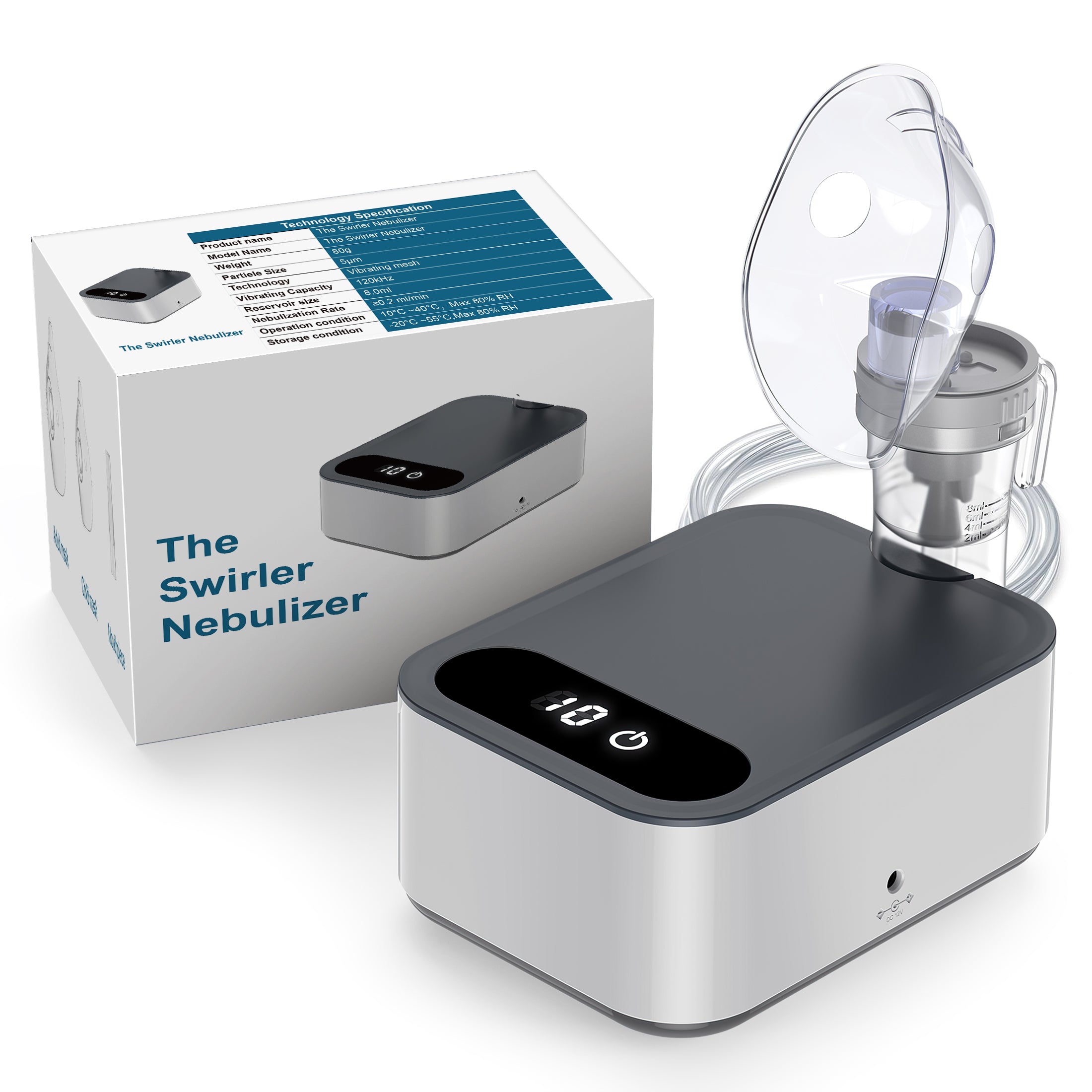 The Swirler Nebulizer, Smart Nebulizer for Adults and Kids-Digital Display Nebulizer with Mask,Desktop Compression Nebulizer for Breathing Treatment with Adjustable Time,Used Both Home, as Well as