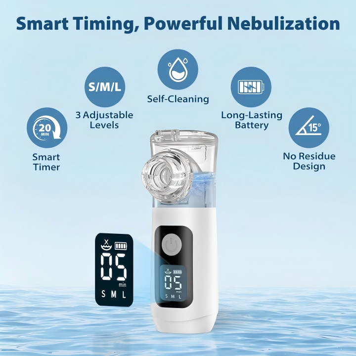 THE SWIRLER NEBULIZER, Portable Nebulizer for Adults and Kids, Ultra-quiet Handheld Nebulizer with Self-Cleaning, Rechargeable Nebulizer with three adjustable mist levels for Travel