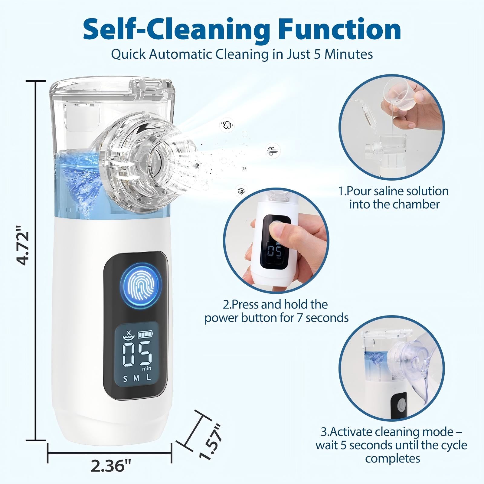 THE SWIRLER NEBULIZER, Portable Nebulizer for Adults and Kids, Ultra-quiet Handheld Nebulizer with Self-Cleaning, Rechargeable Nebulizer with three adjustable mist levels for Travel